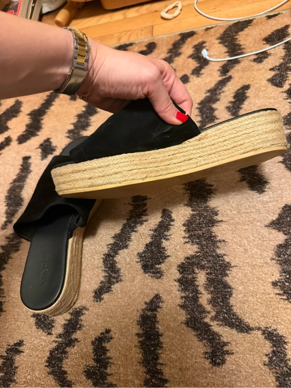 Vince Black Suede Solana Slide Espadrille Platform Sandal - Women